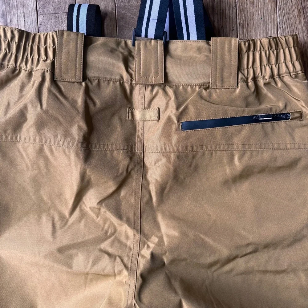 Pioneer Camp Ski Snow Pants Mens M Suspender Waterproof Tan Brown Modern Winter